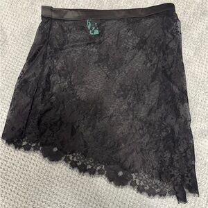 Frederick's of Hollywood Black Asymmetrical Lace Skirt